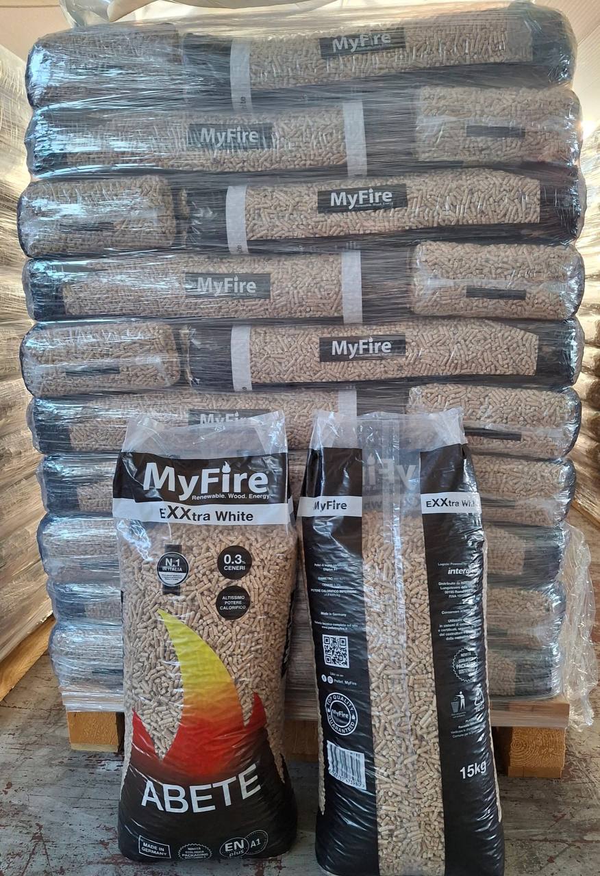 Pellet MyFire ExtraWhite ENplus A1 72 sacchi da 15 kg in abete